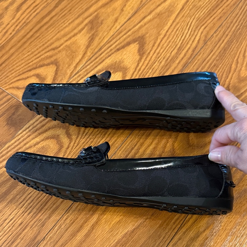 Coach Black Signature Fortunata Jacquard Loafers with Silver Horsebit - Picture 4 of 7